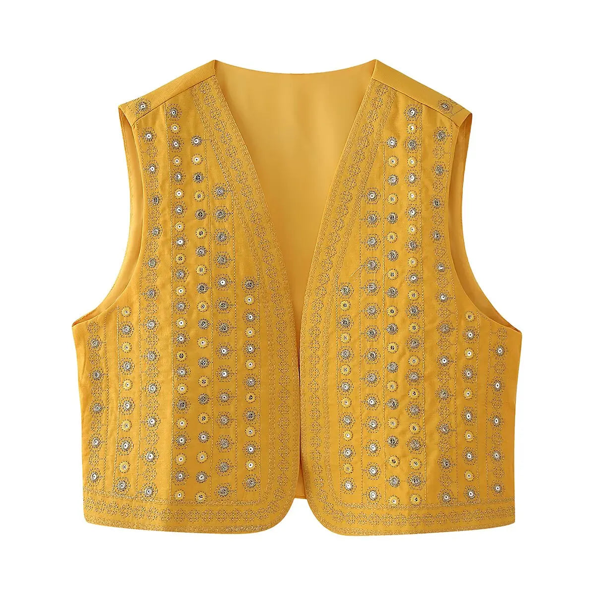 Sunlit Boho Sequin Embroidered Vest