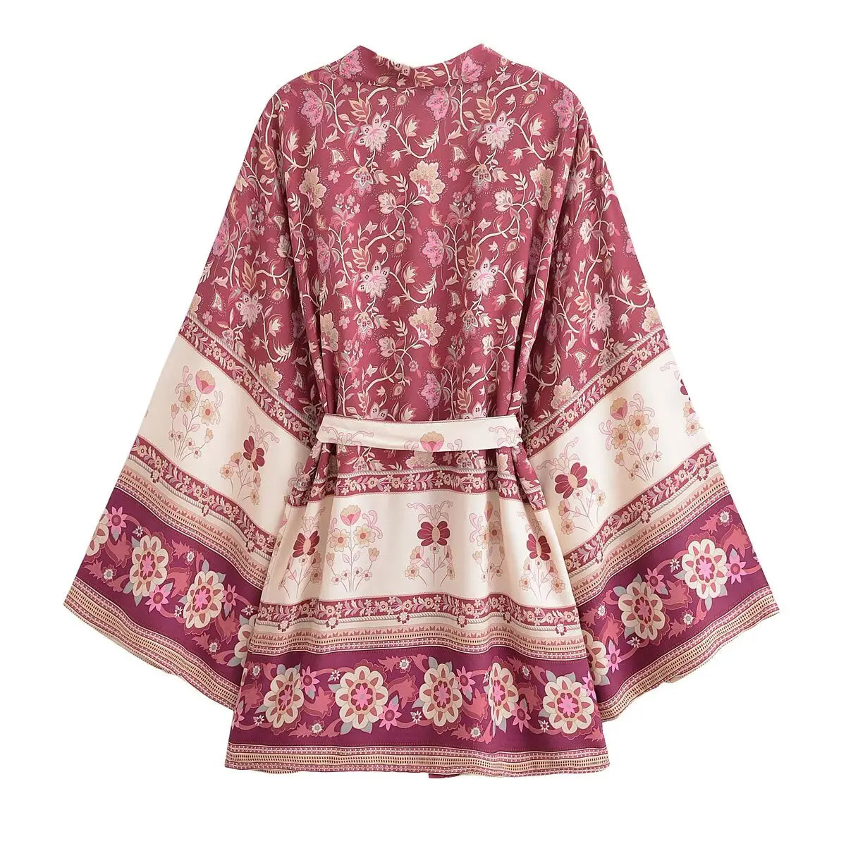 Wild Berry Bloom Boho Floral Print Short Robe