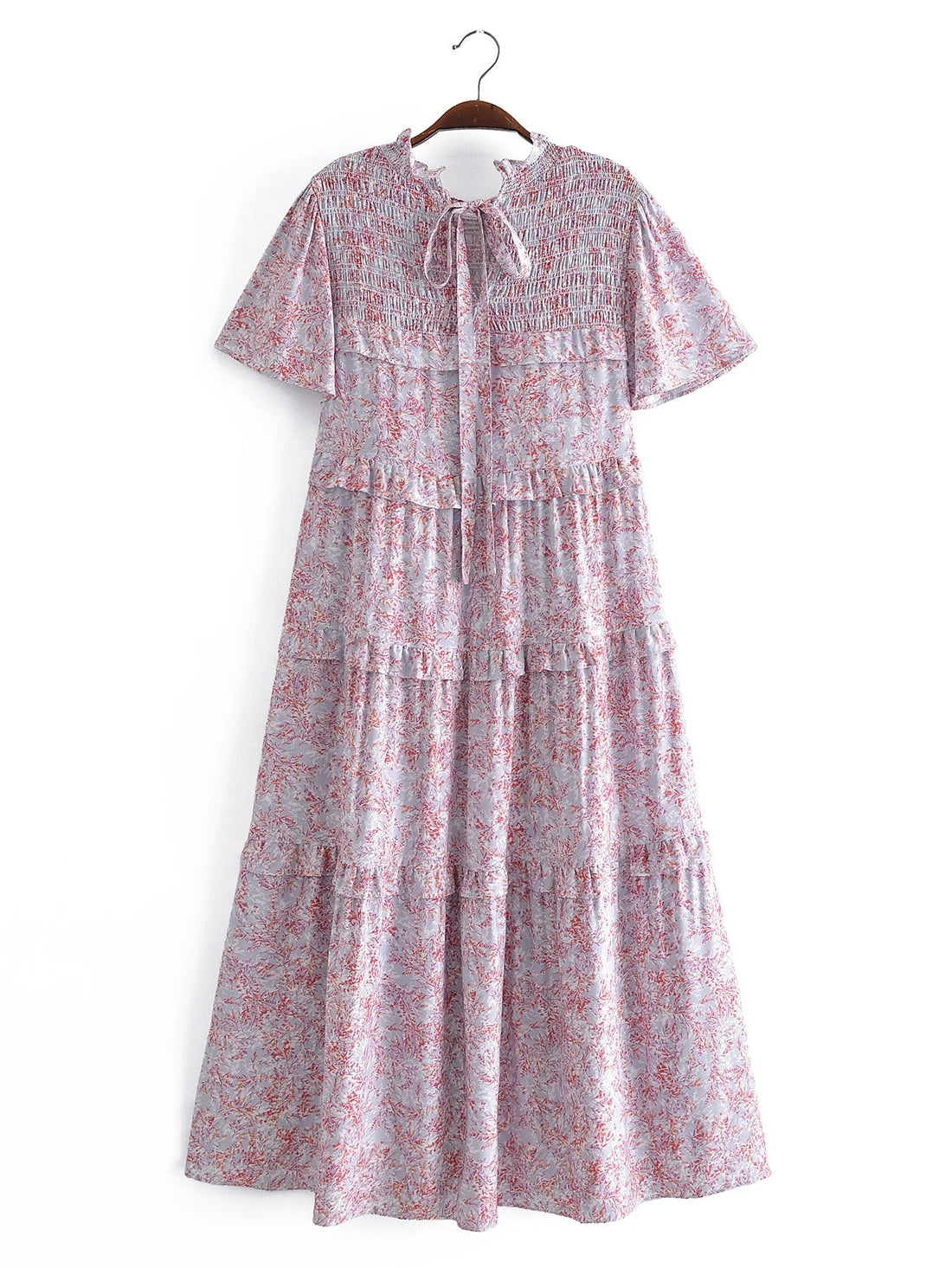 Misty Heather Boho Floral Print Midi Dress
