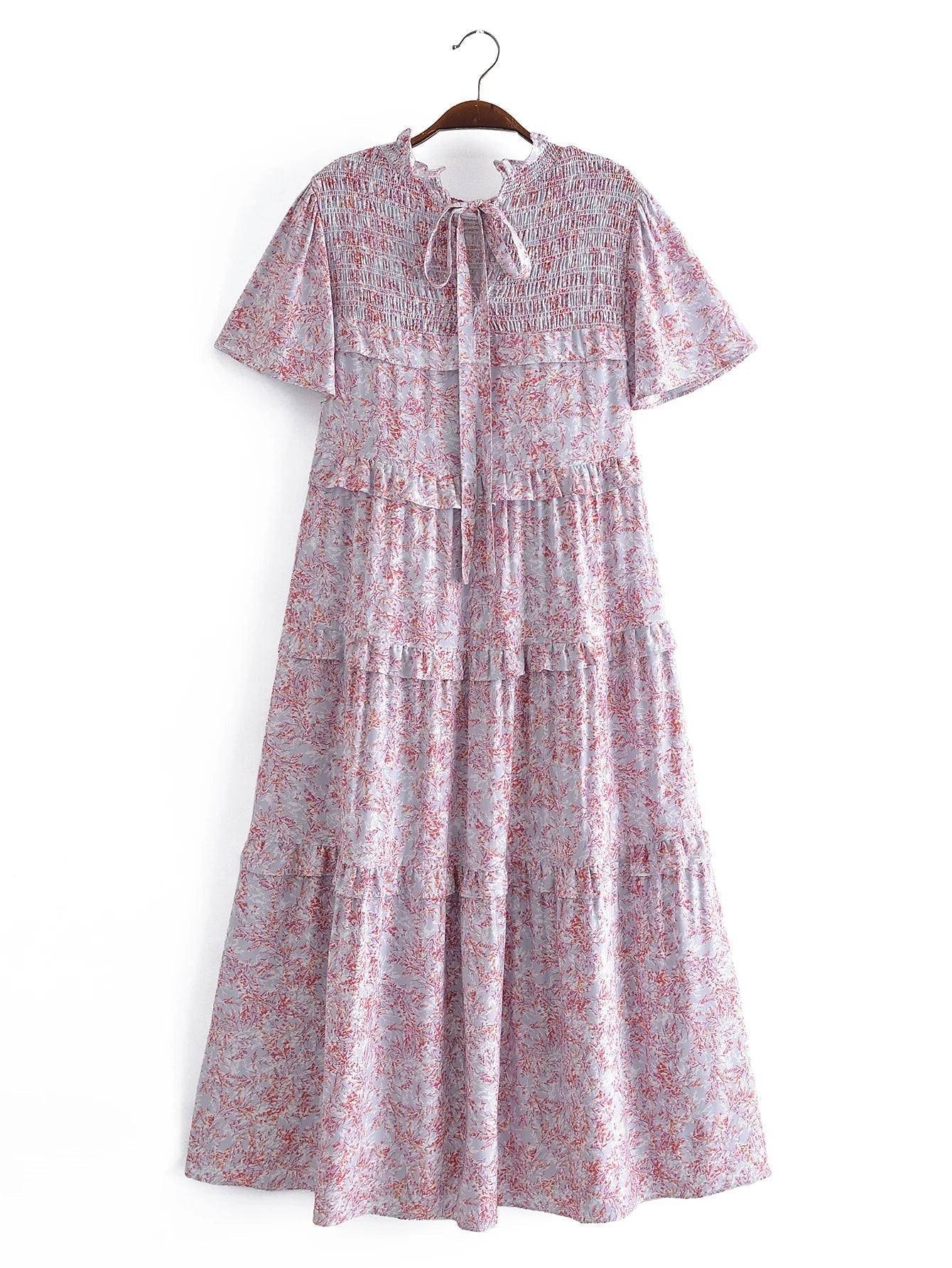 Misty Heather Boho Floral Print Midi Dress