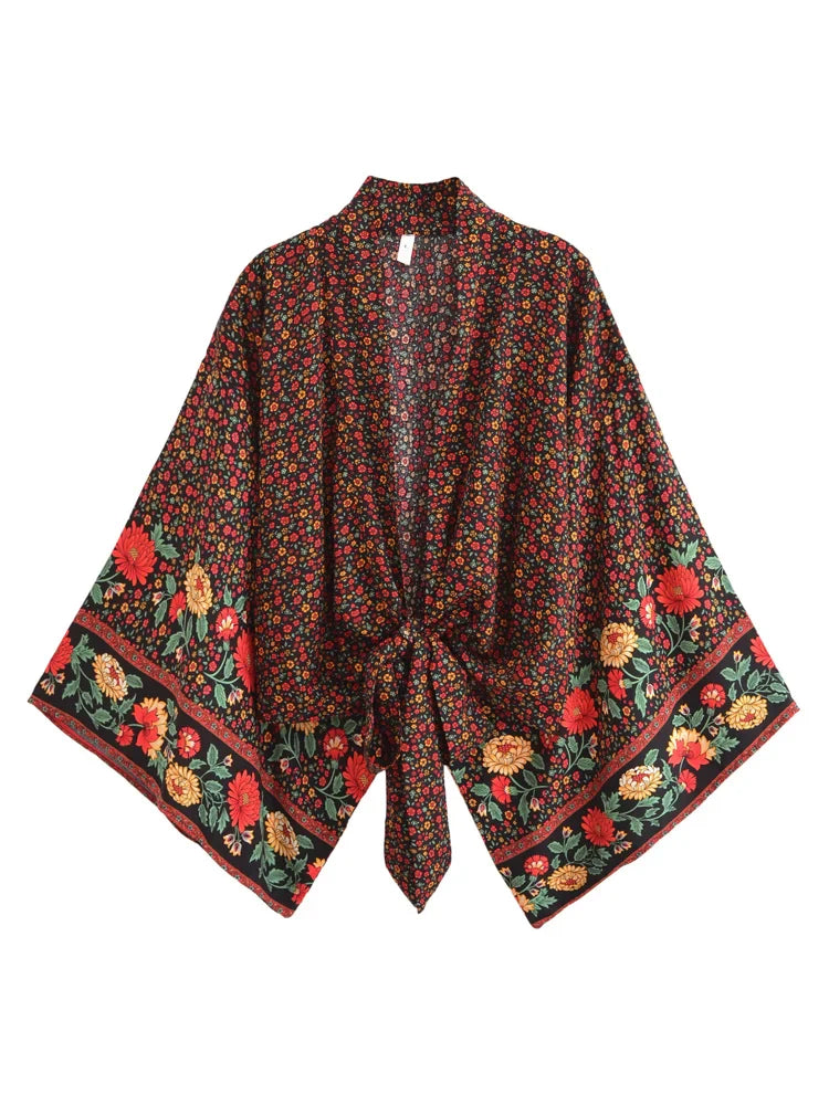 Raven Romance Boho Floral Print Crop Top