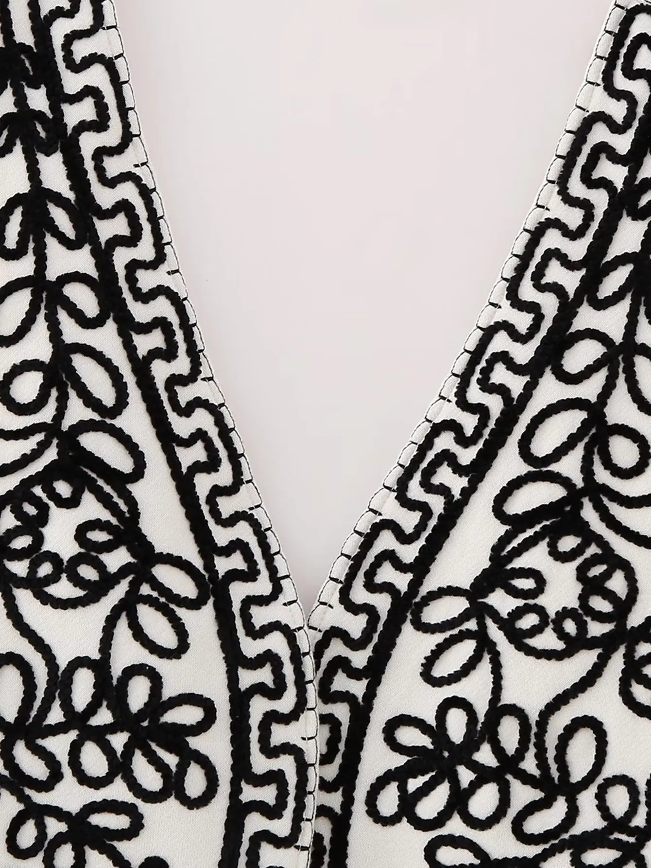 Black Bloom Boho Floral Embroidered Vest