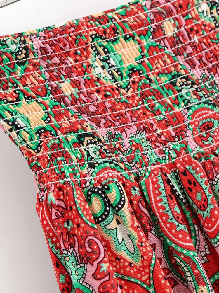 Scarlet Mystic Boho Paisley Print High-Low Maxi Skirt
