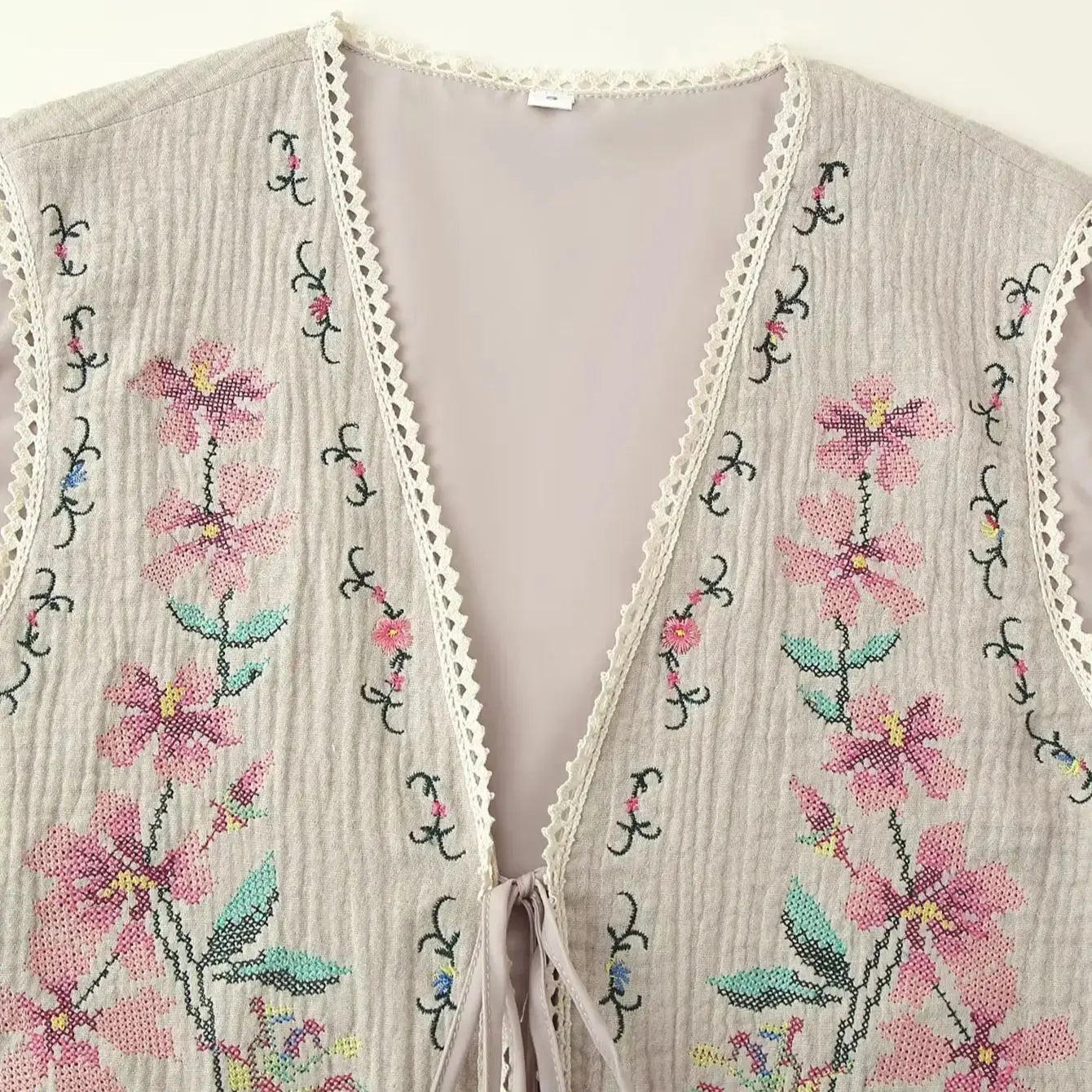 Sandy Bloom Boho Floral Embroidered Vest