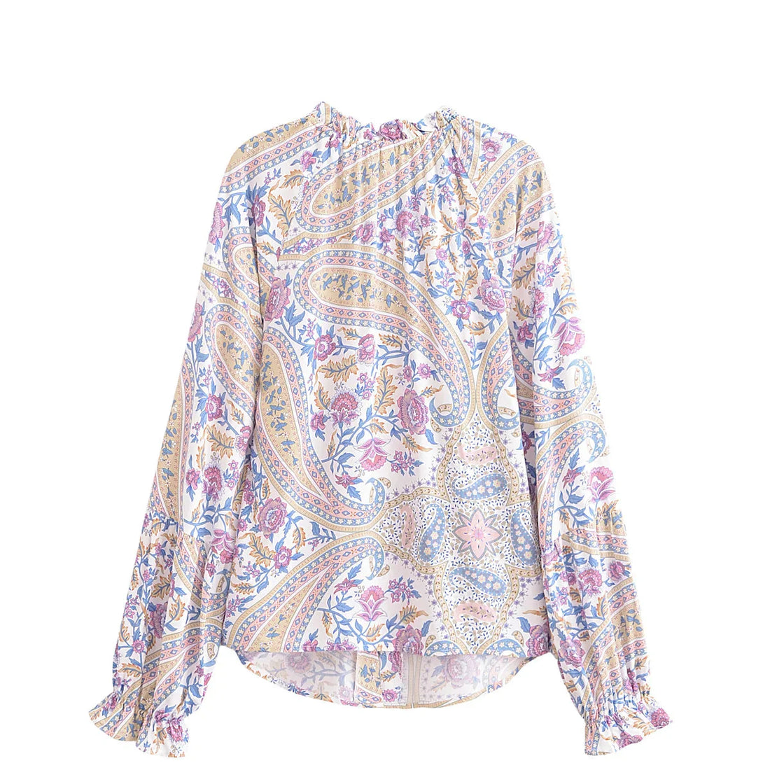 Lavender Daydream Boho Floral Print Long Sleeve Blouse