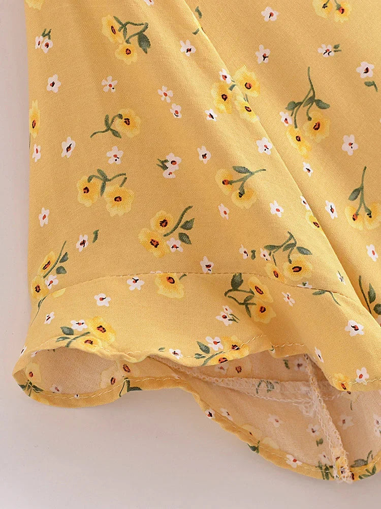 Buttercup Bloom Boho Floral Print Crop Top