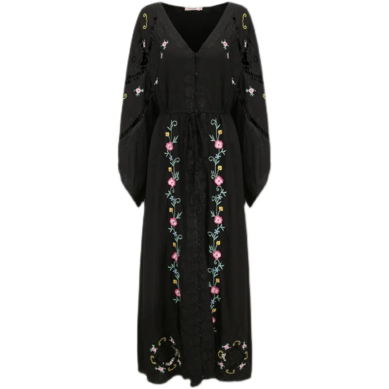 Enchanted Eve Floral Embroidered Maxi Dress