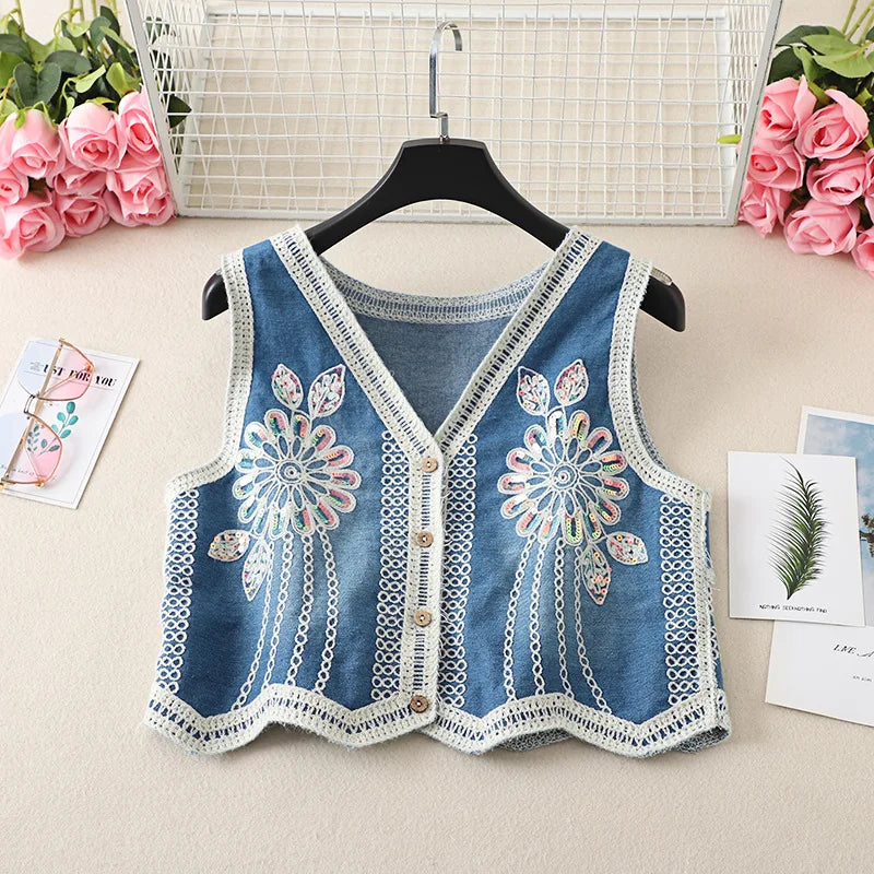 Shimmer Dreams Boho Embroidered Sequin Vest