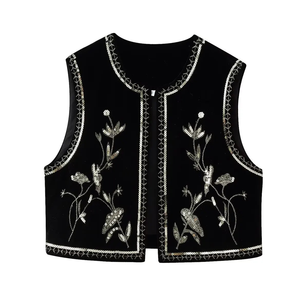 Boho Shimmer Sequin Embroidered Vest