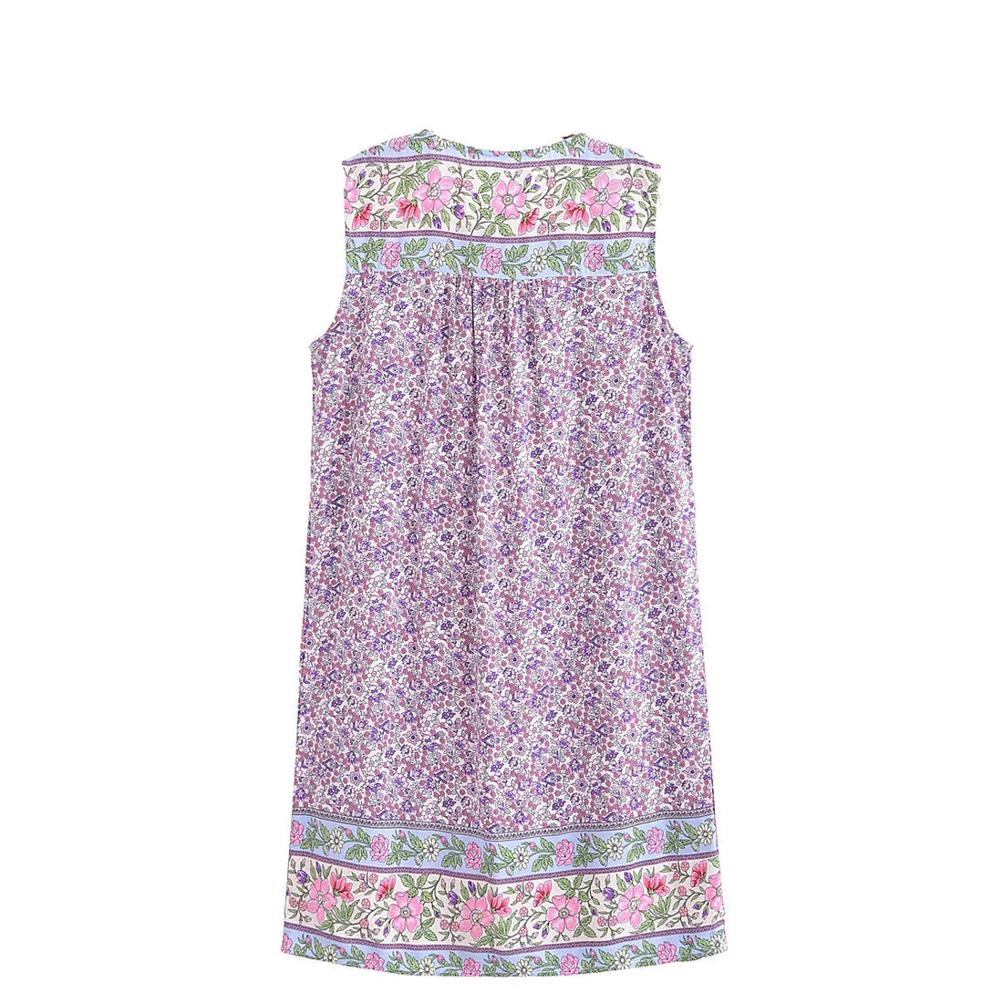 Posy Purple Boho Floral Print Mini Dress