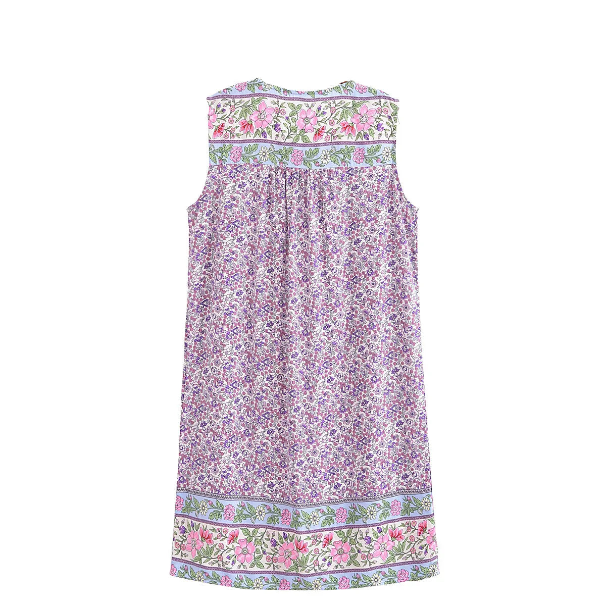 Posy Purple Boho Floral Print Mini Dress