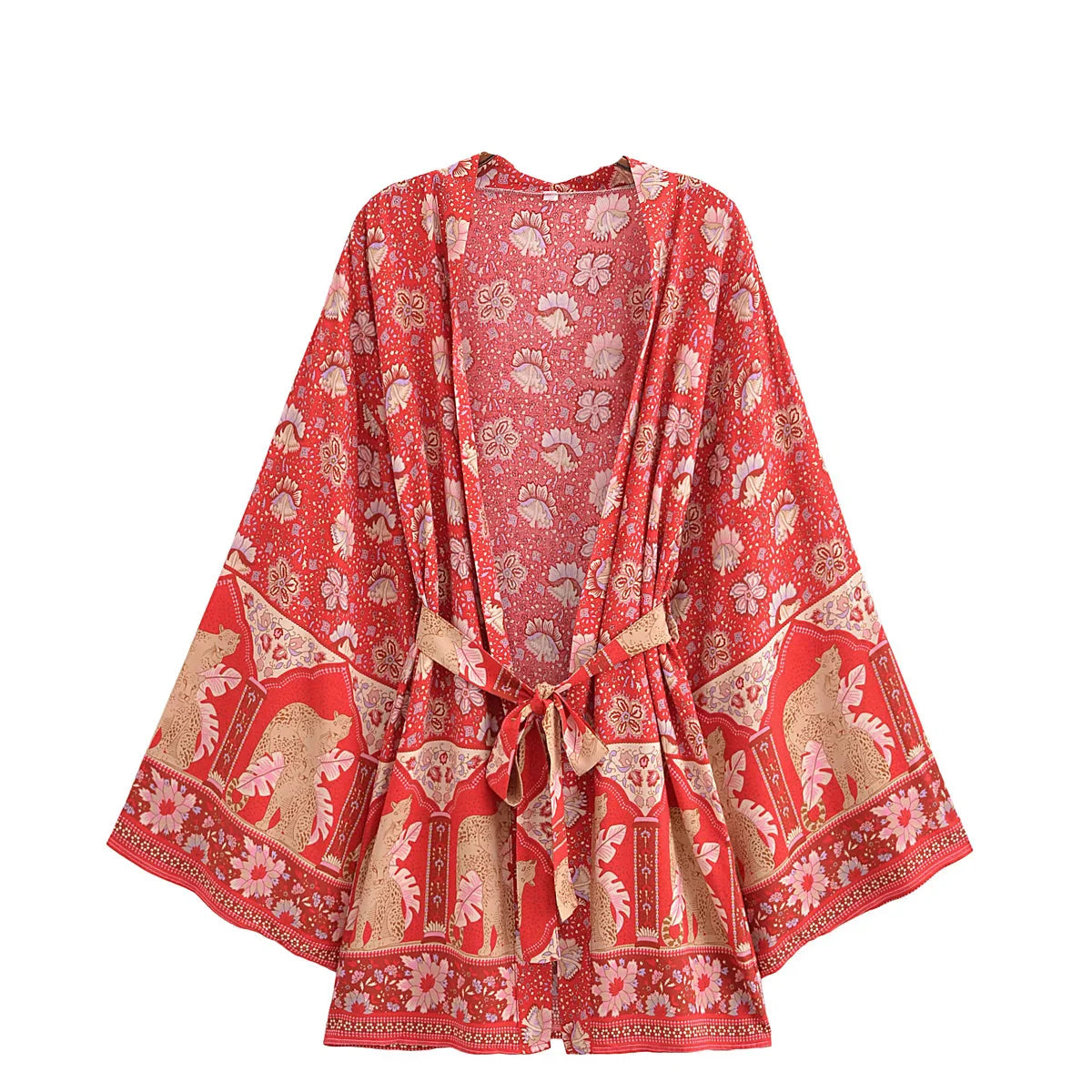 Wild Savannah Boho Floral Print Short Robe