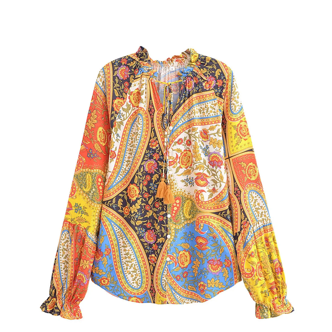 Festival Spirit Boho Floral Print Long Sleeve Blouse