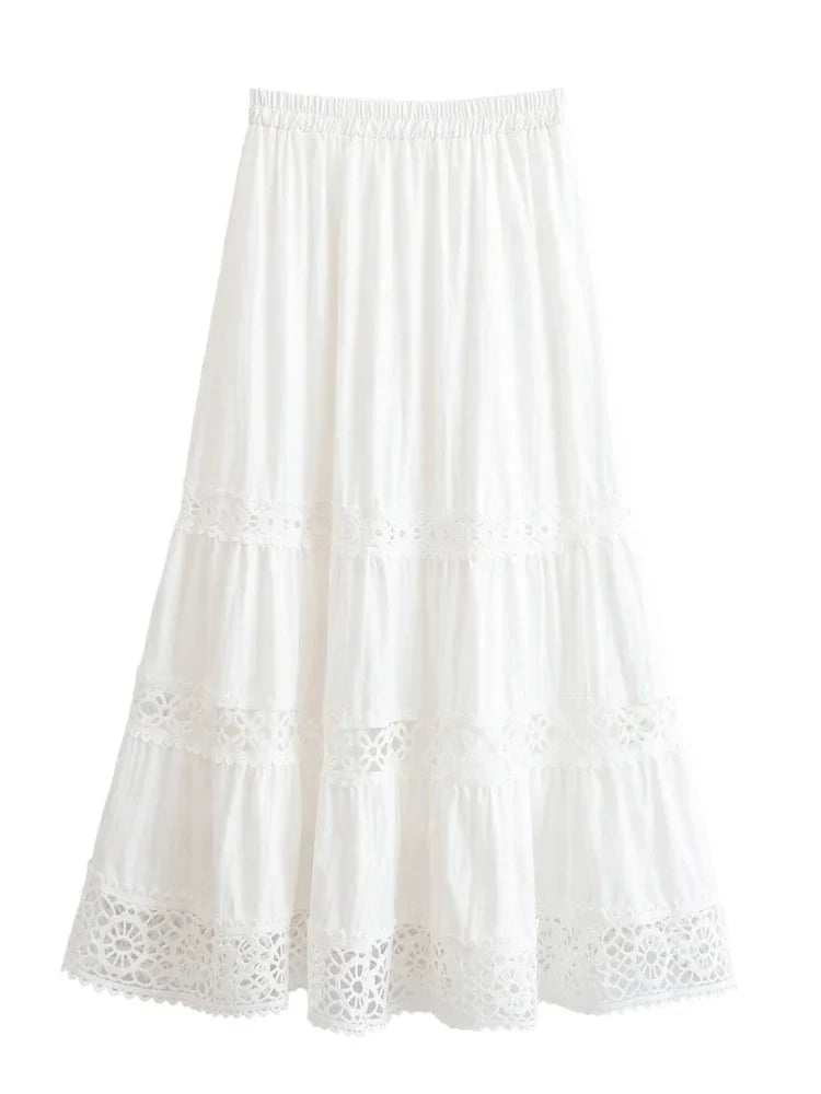 Morning Veil Boho Midi Skirt