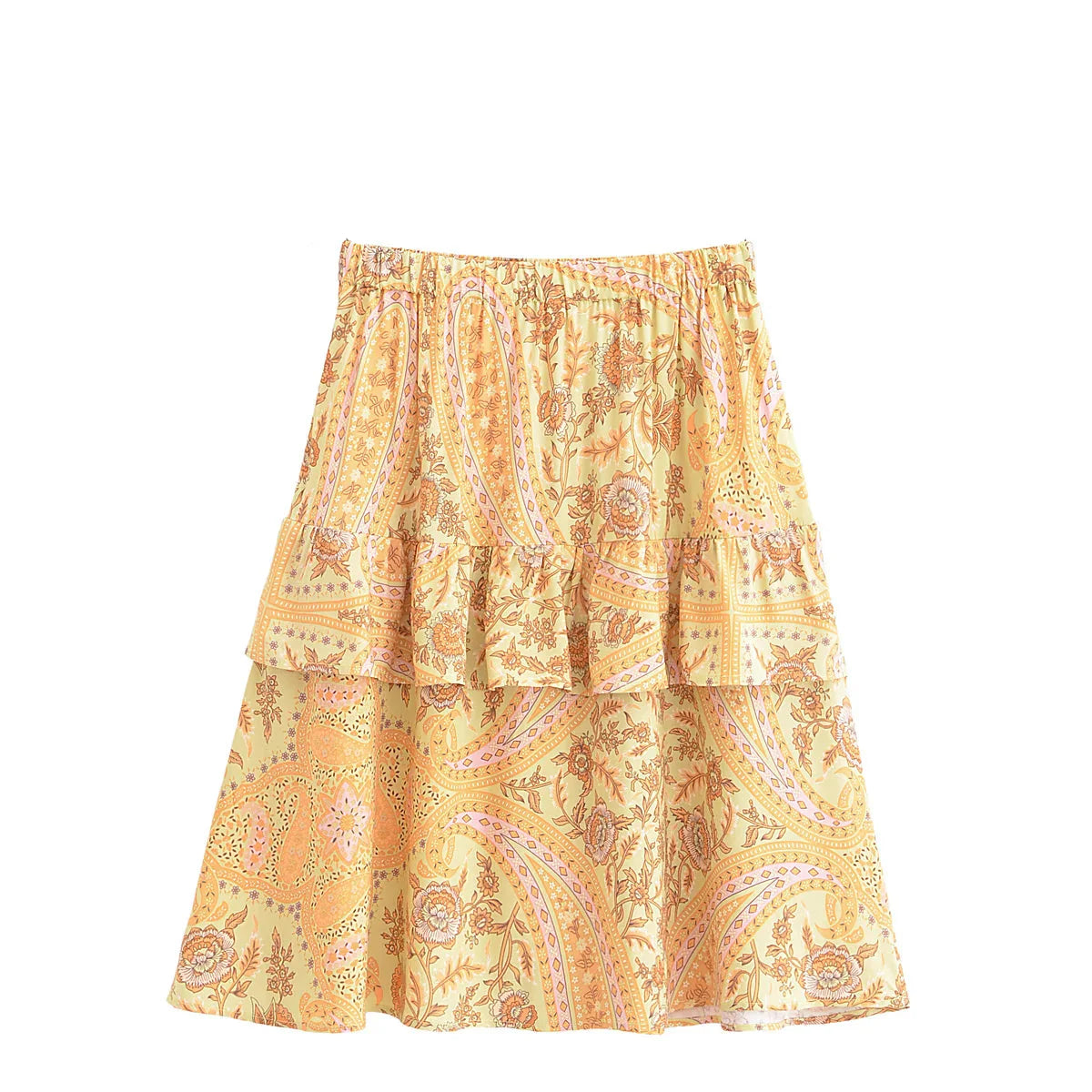 Sun-Kissed Bloom Boho Floral Print Mini Skirt