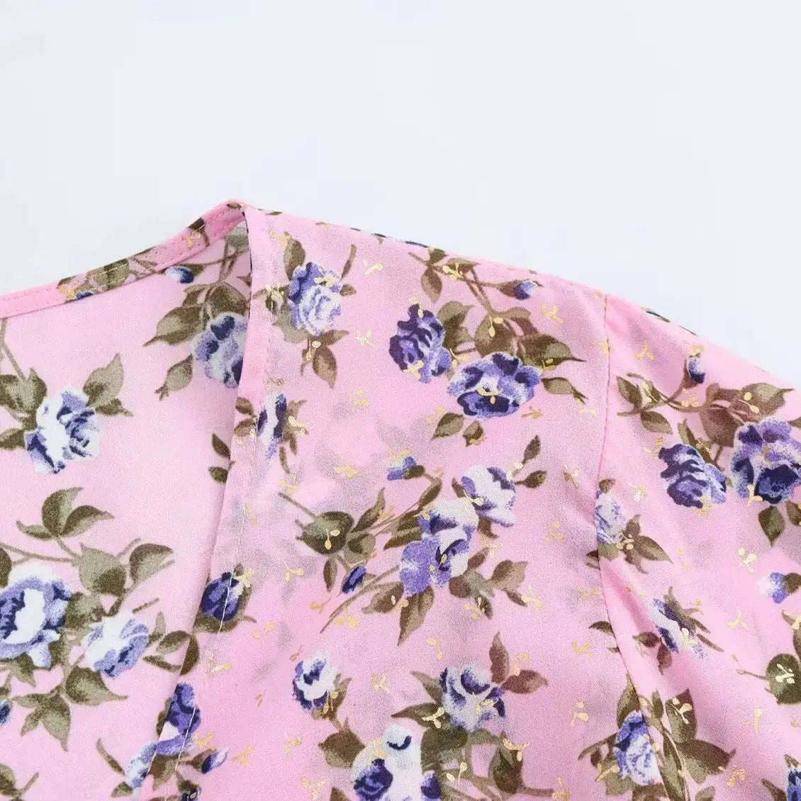 Rosy Bloom Boho Floral Print Semi-Sheer Crop Top