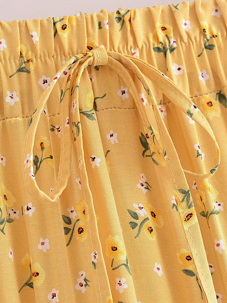 Buttercup Bloom Boho Floral Print Mini Skirt