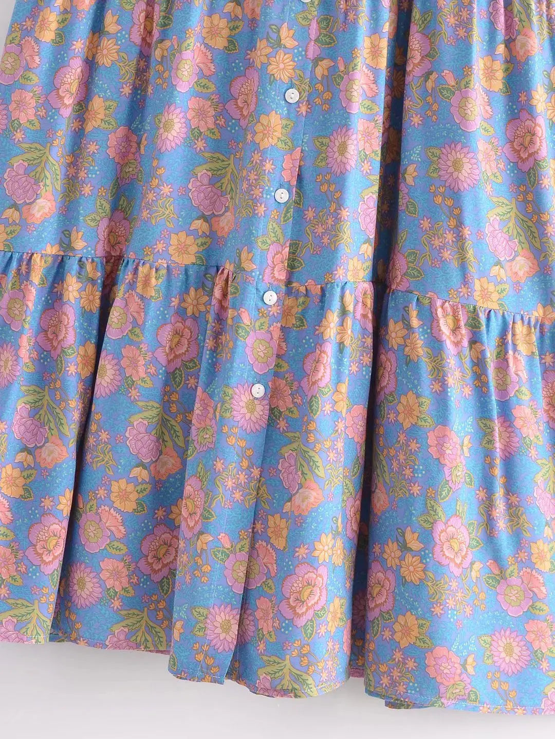 Blue Blossom Boho Floral Print Maxi Dress