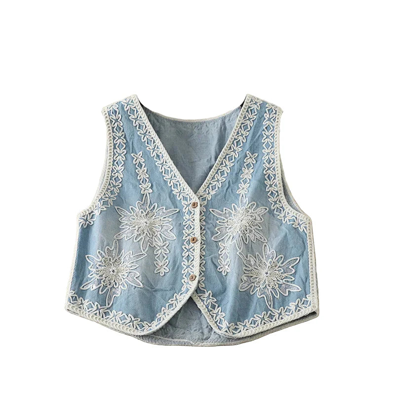 Starlight Dreams Boho Embroidered Sequin Vest
