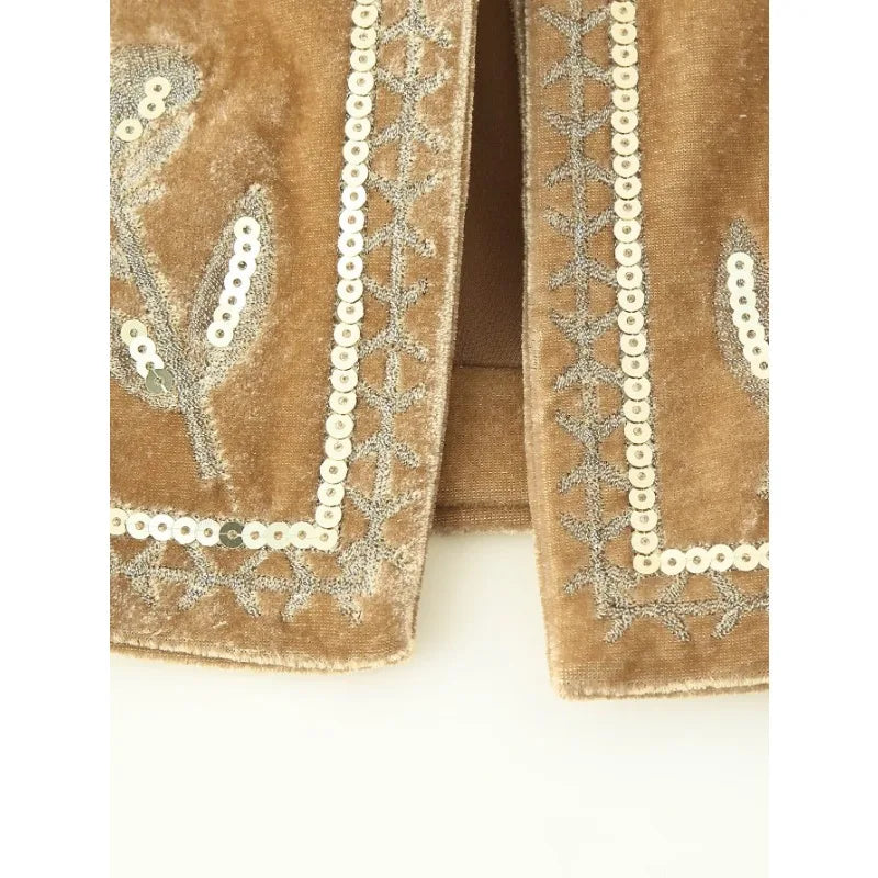 Boho Shimmer Sequin Embroidered Vest