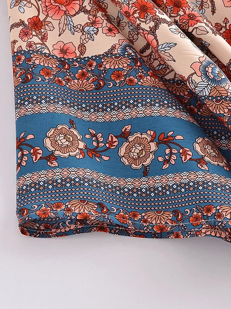 Desert Rose Boho Floral Print Crop Top