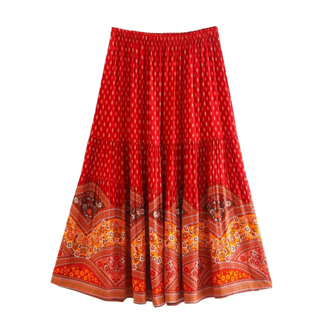 Wandering Hearts Boho Floral Print Midi Skirt