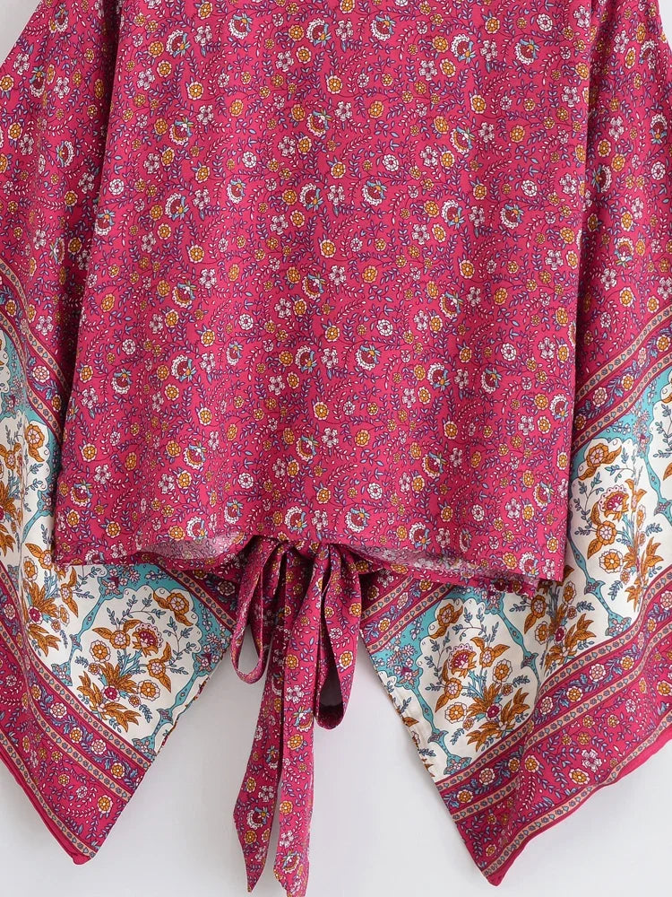 Roseberry Bloom Boho Floral Print Crop Top