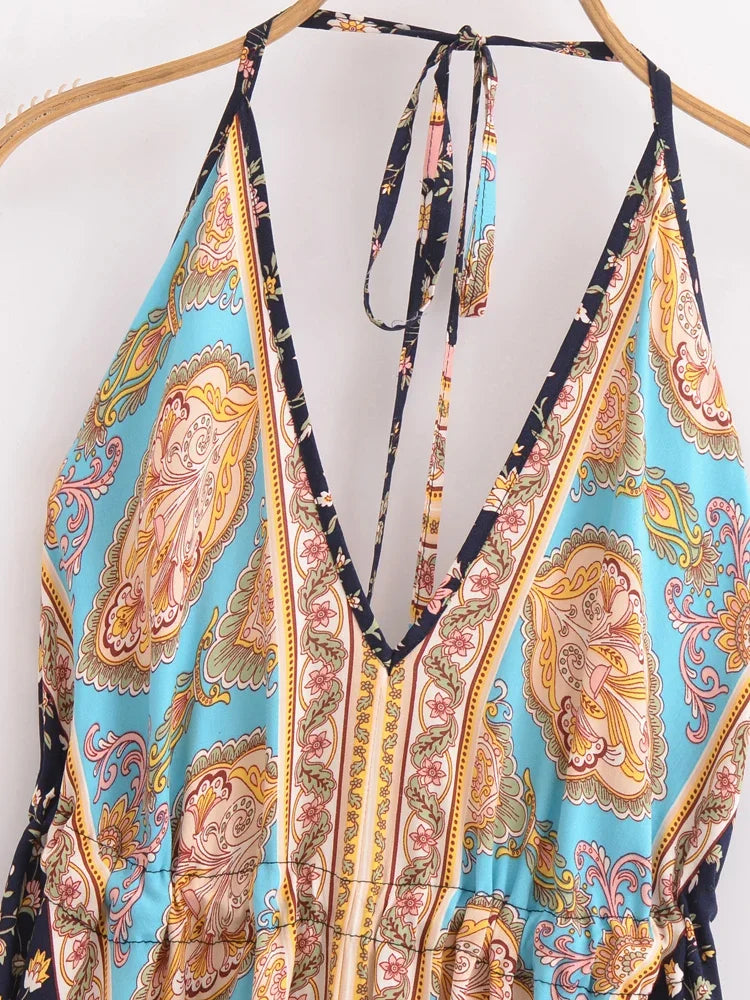 Midnight Serenade Boho Floral Print Maxi Dress