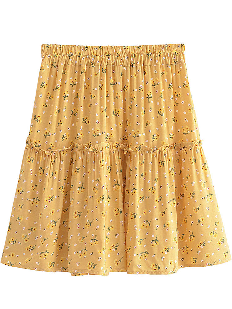 Buttercup Bloom Boho Floral Print Mini Skirt