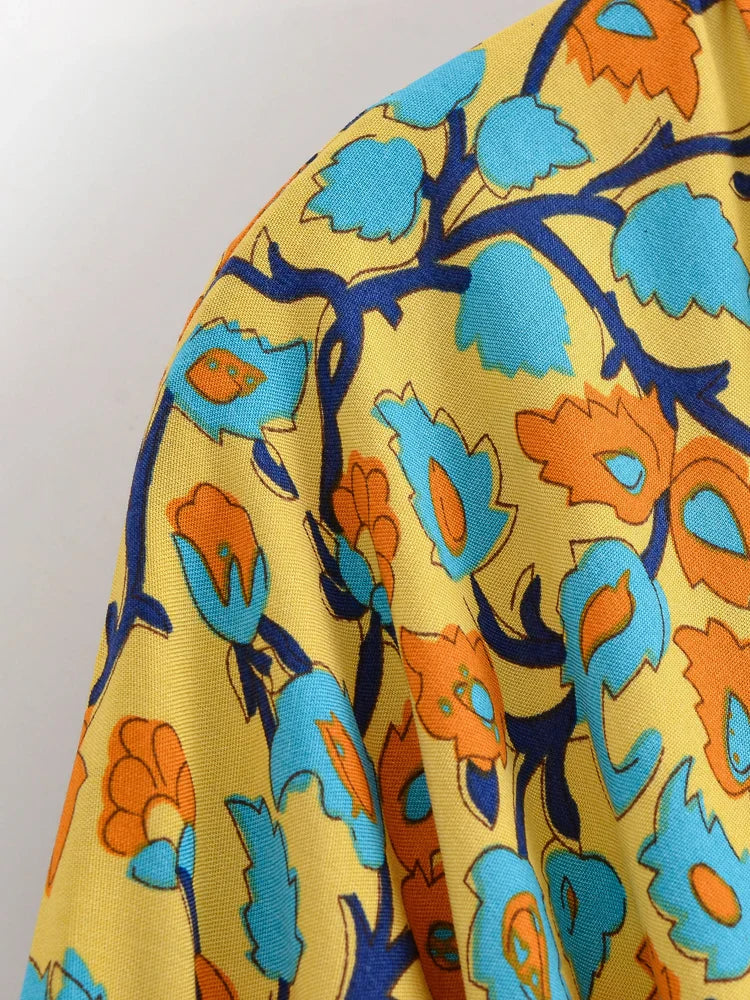 Tuscan Sun Boho Floral Print Crop Top