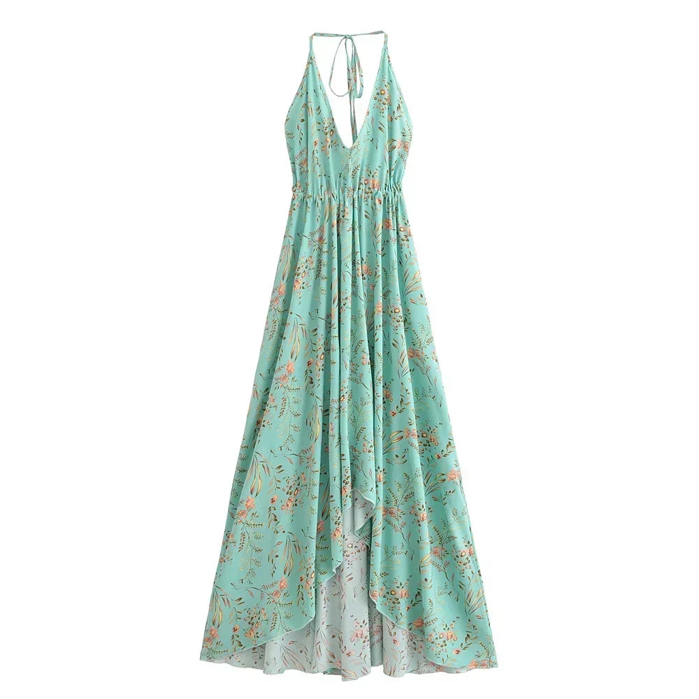 Whispers of Romance Boho Floral Print Maxi Dress