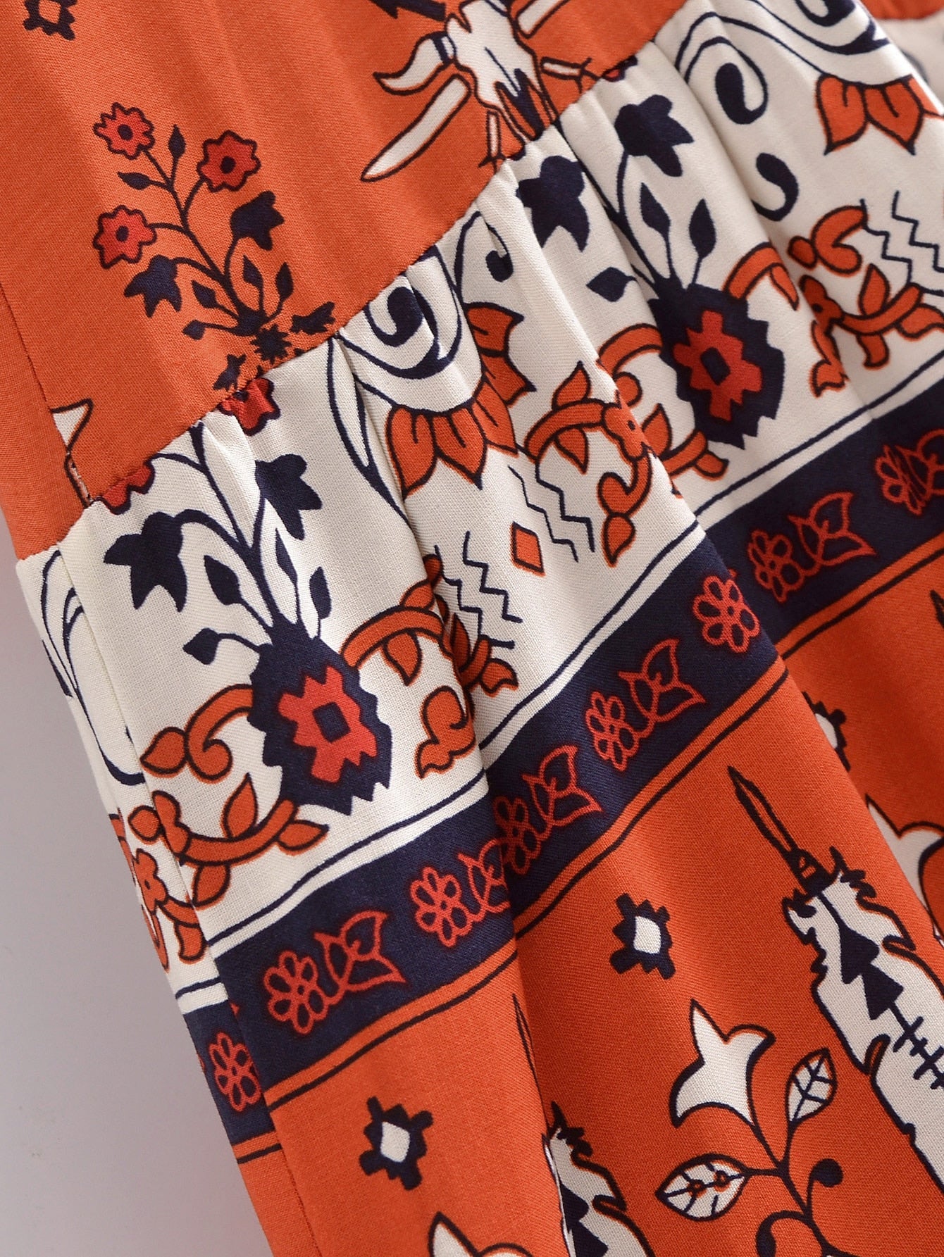 Wild Gypsy Feather Floral Print Boho Maxi Skirt