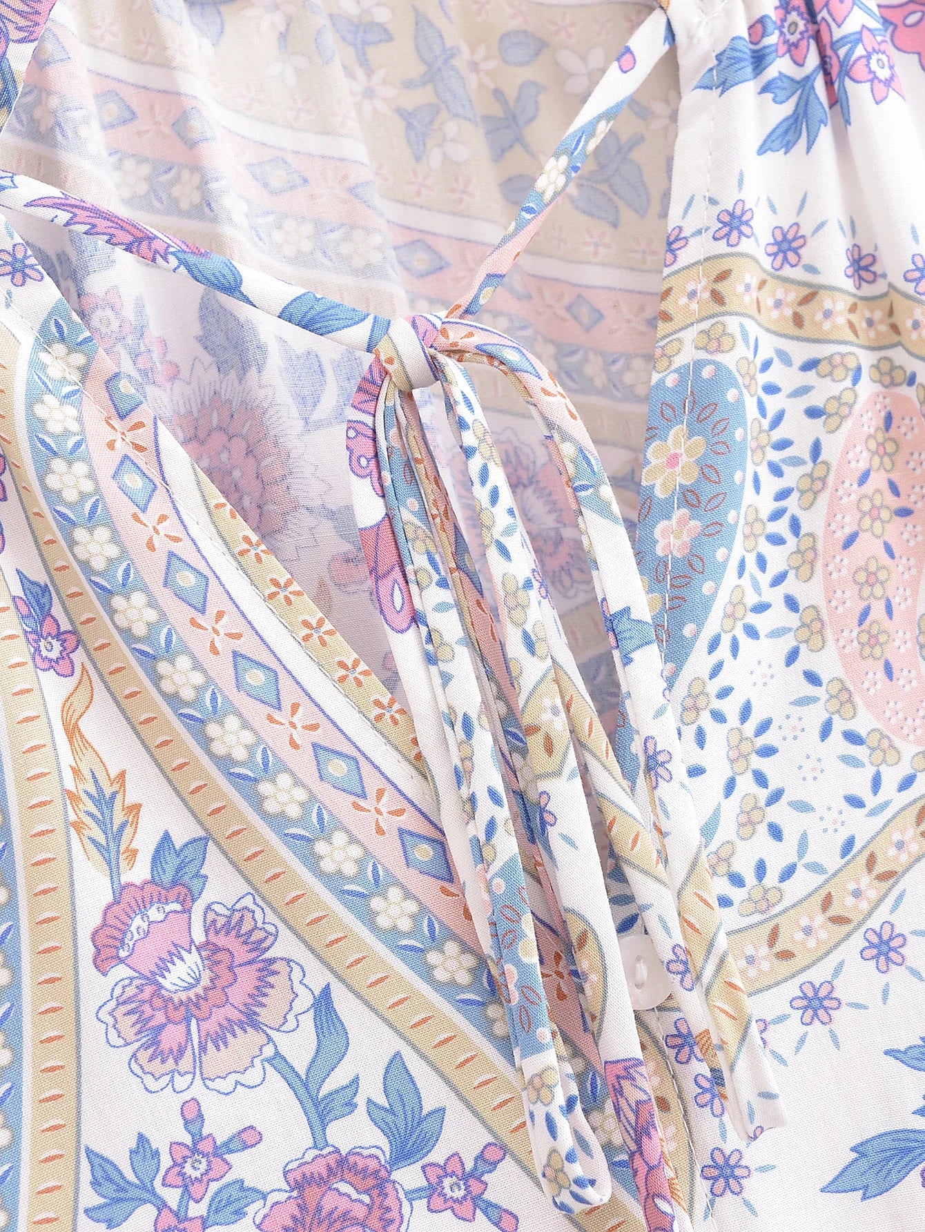 Lavender Daydream Boho Floral Print Long Sleeve Blouse