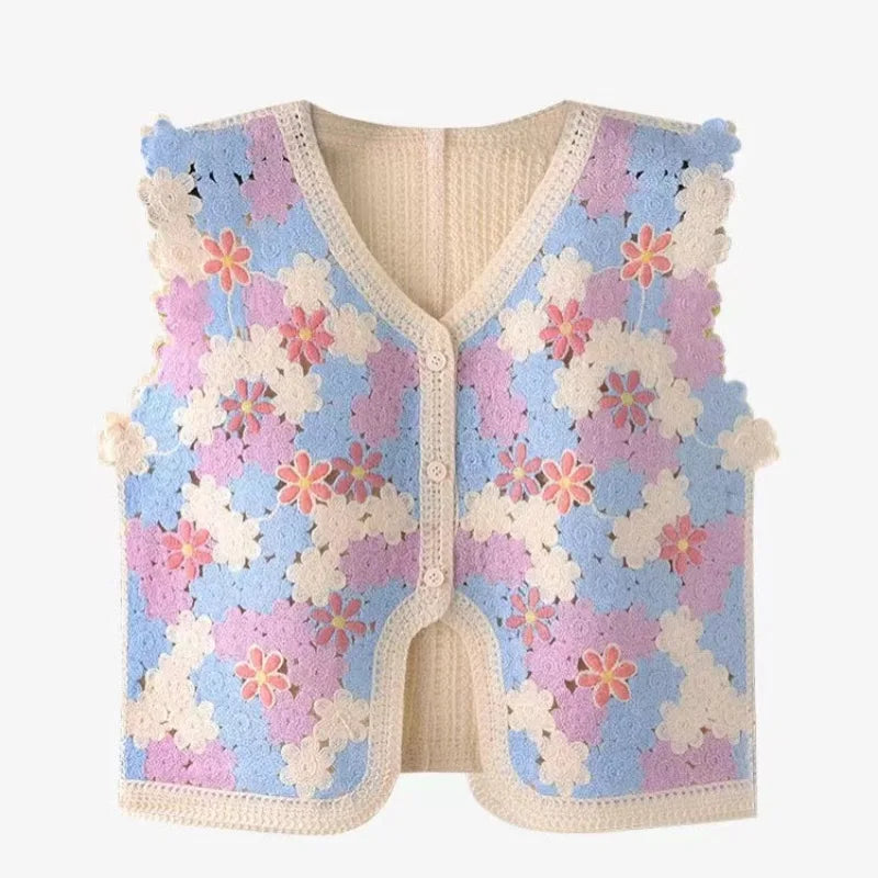 Dreamy Blossoms Boho Knit Vest