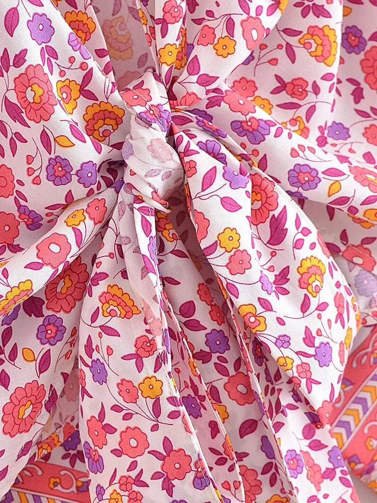 Blushing Petal Boho Floral Print Crop Top