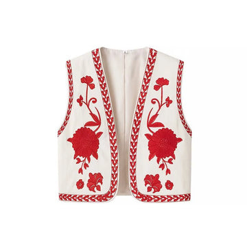 Ruby Bloom Boho Floral Embroidered Vest