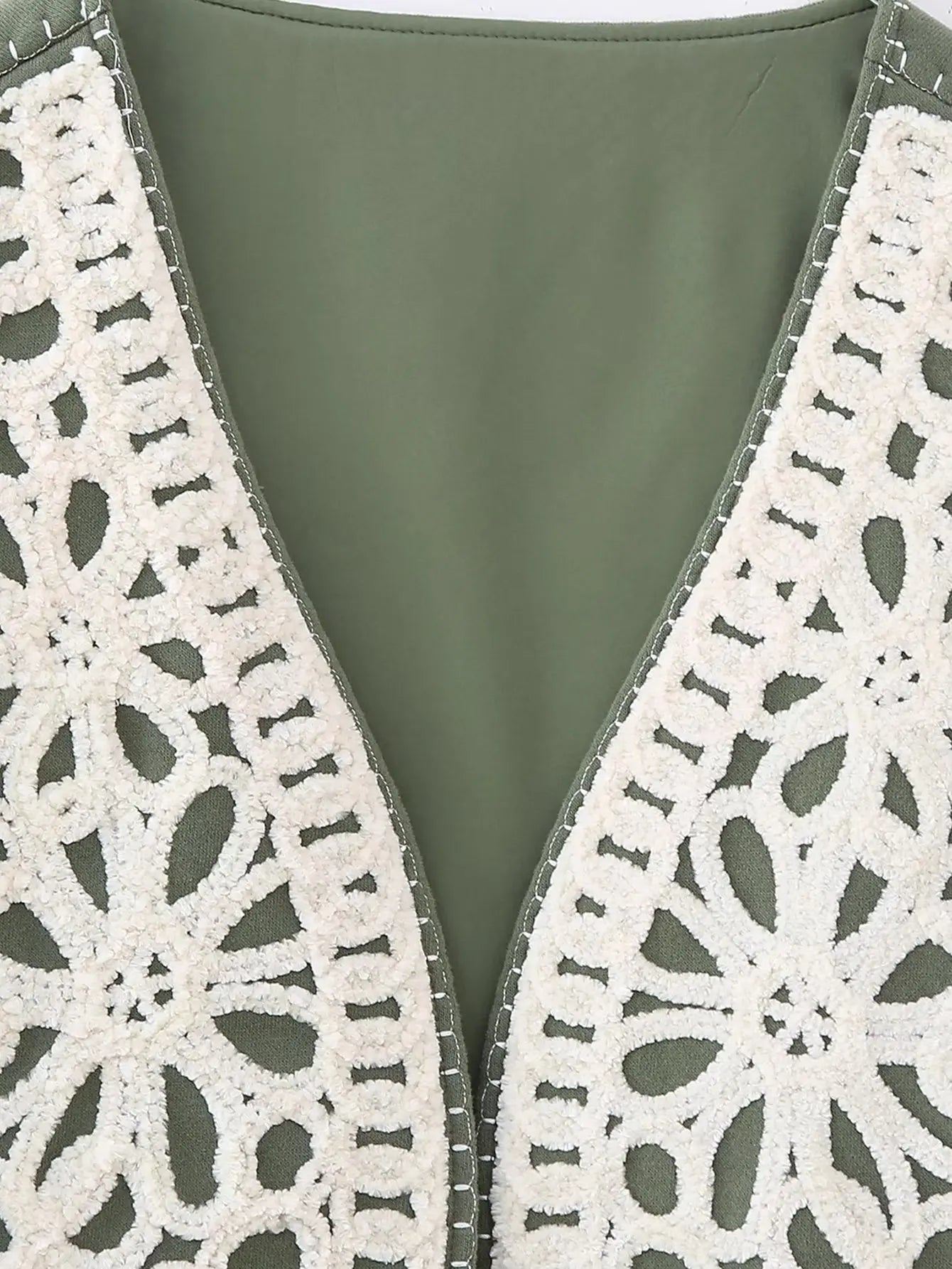 Moss Blossom Boho Floral Embroidered Vest