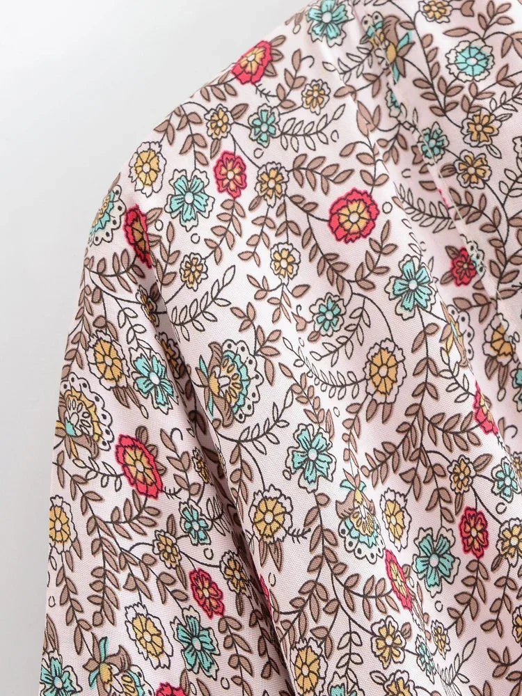 Rosewater Bloom Boho Floral Print Crop Top