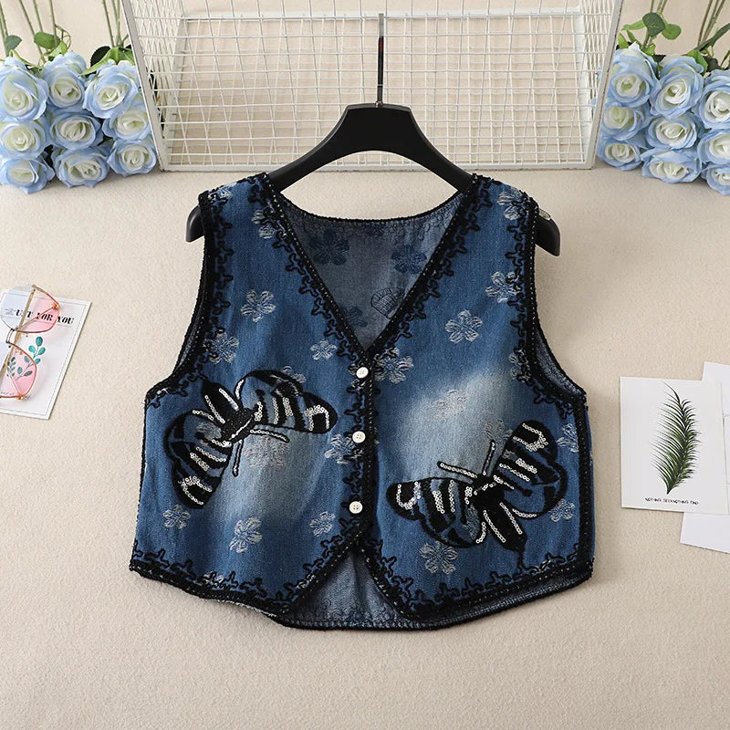 Garden Dreams Boho Embroidered Sequin Vest
