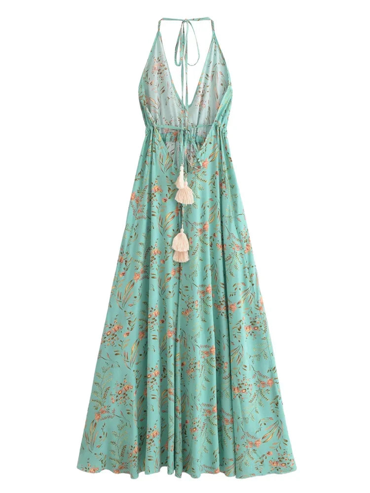 Whispers of Romance Boho Floral Print Maxi Dress