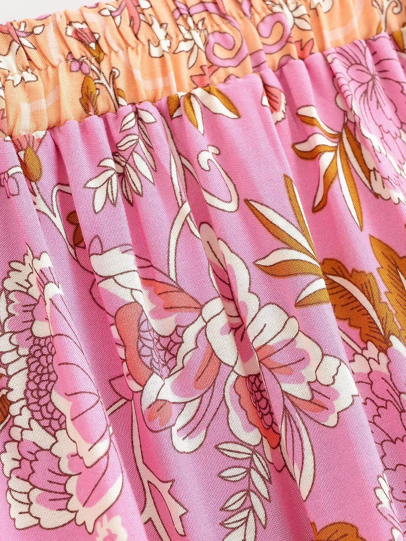 Pink Meadow Floral Print Boho Maxi Skirt