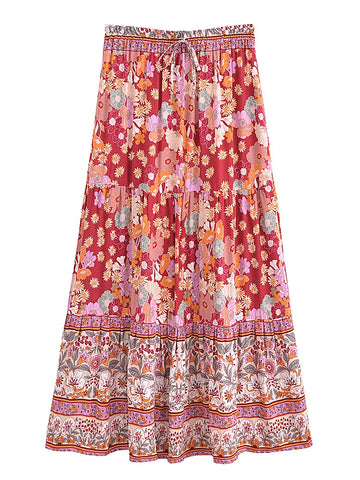 Wild Currant Floral Print Boho Maxi Skirt