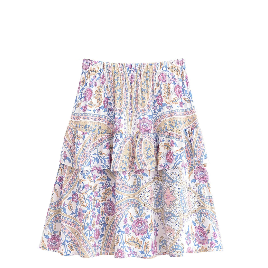 Lavender Daydream Boho Floral Print Mini Skirt