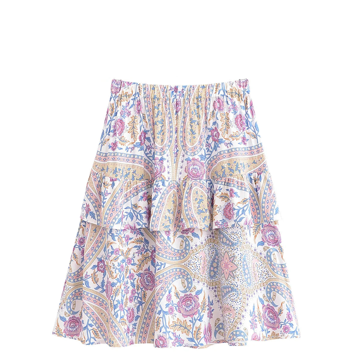 Lavender Daydream Boho Floral Print Mini Skirt