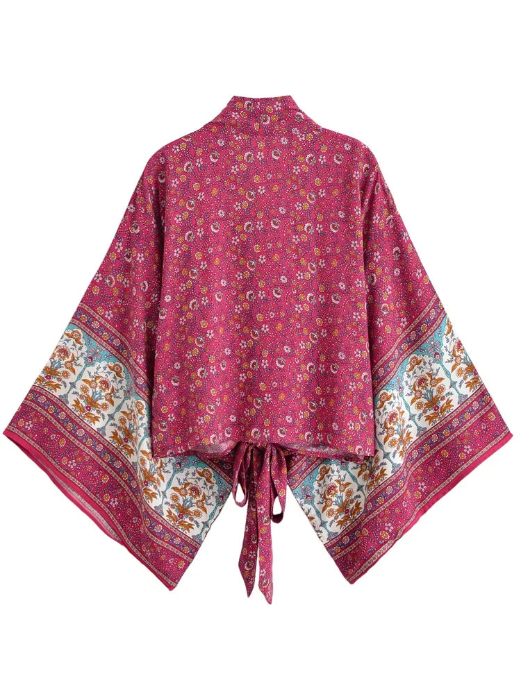 Roseberry Bloom Boho Floral Print Crop Top