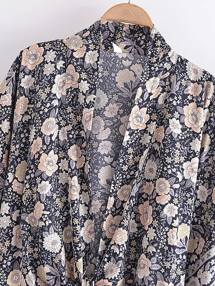 Moonlit Bloom Boho Floral Print Crop Top