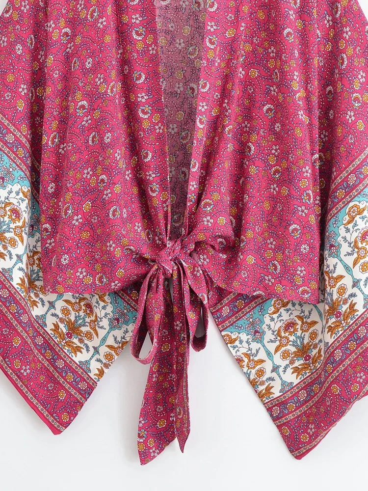 Roseberry Bloom Boho Floral Print Crop Top