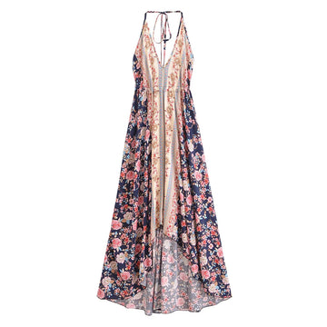 Rose Embrace Boho Floral Print Maxi Dress