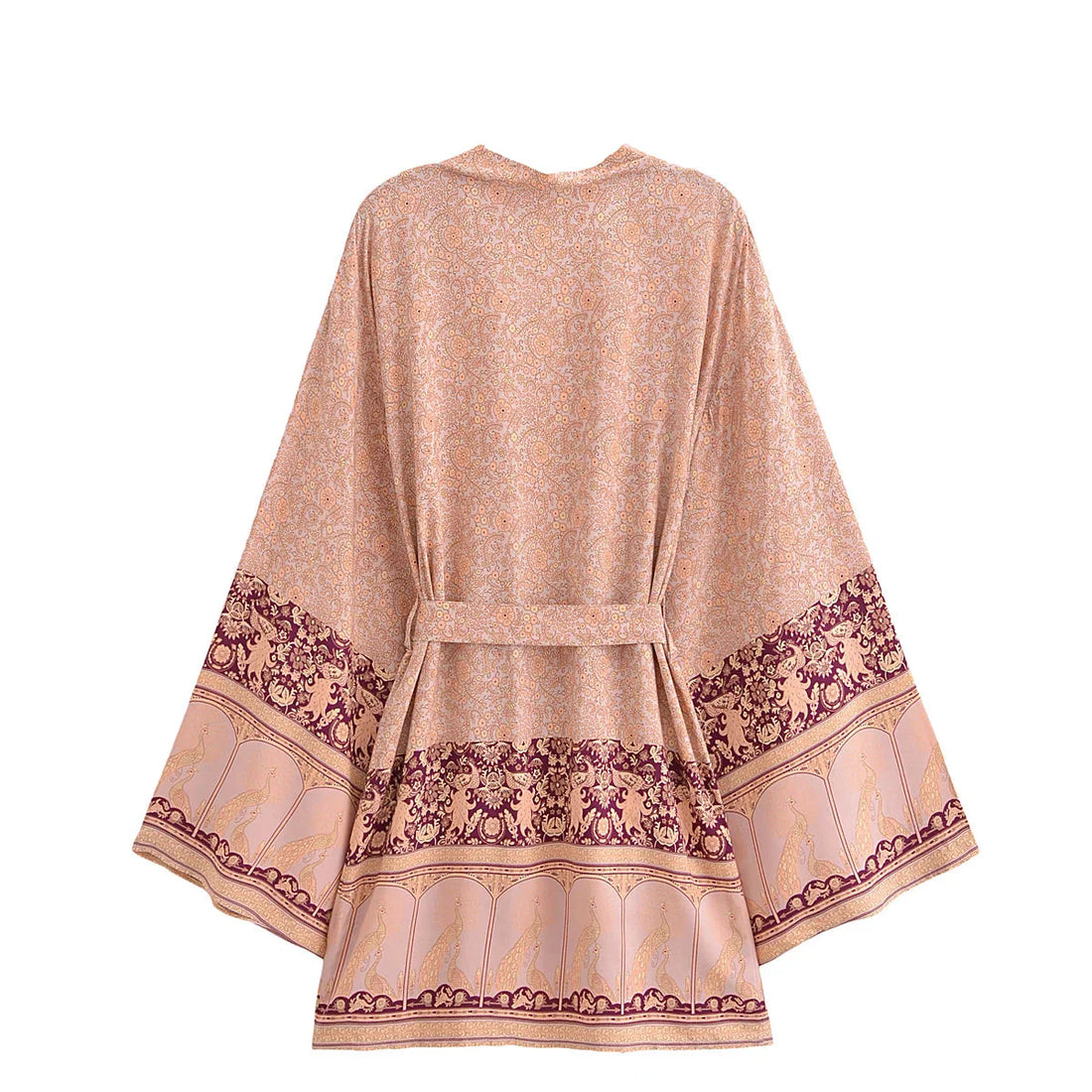 Coral Serenade Boho Floral Print Short Robe