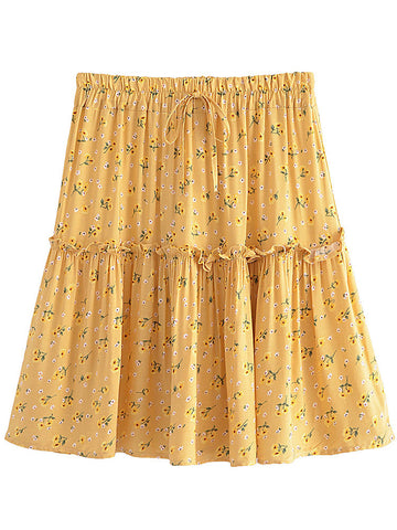 Buttercup Bloom Boho Floral Print Mini Skirt